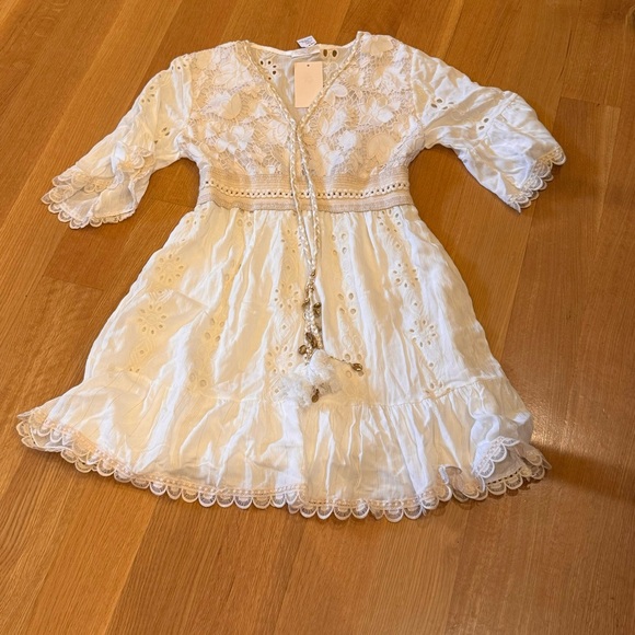 FLORA Other - FLORA Made in Italy Elegant Off White Lace Dress New With Tags Coquette Cottage